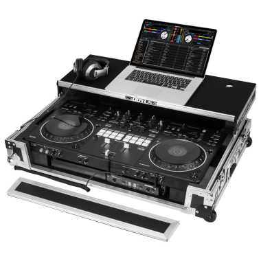 Odyssey FZGSDDJREV5CW - Odyssey DDJ-REV5 1U Flight Case with Glide Style Laptop Platform and Corner Wheels 