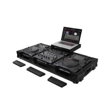 Odyssey FZGSL12CDJWRBL - Low Profile 12″ Format DJ Mixer and Two Battle Position Turntables Flight Coffin Case with Wheels and Glide Platform