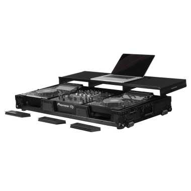 Odyssey FZGSP12CDJW2BL - Odyssey Full Glide Platform Black Label DJ Coffin Flight Case for 12″ Format DJ Mixer and Two Large Format Media Players
