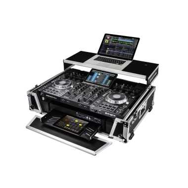 Odyssey FZGSPRIME4W2 - Denon Prime 4 Flight Case with Patented Glide Laptop Platform and 2U Rack Space 