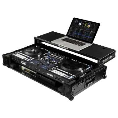 Odyssey FZGSRANE4W1BL - RANE FOUR Black Label 1U Flight Case with Glide Style Laptop Platform and Wheels