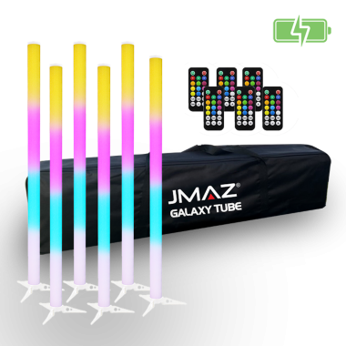 JMAZ Galaxy Tube 6PK - Galaxy 6PK Battery Powered 96W RGB LED Tube Kit (Pack of 6)