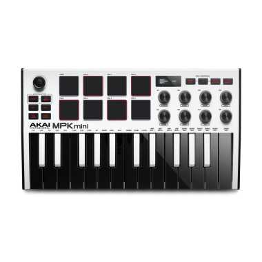 Akai MPK Mini MkIII - Compact Keyboard and Pad Controller (White, Special Edition)