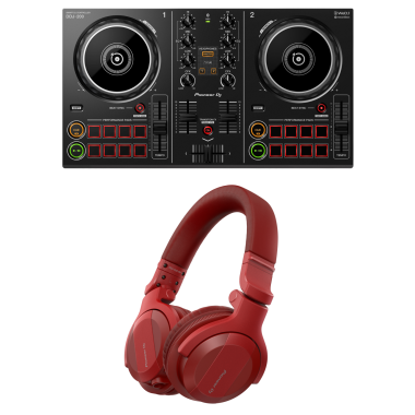 Pioneer DJ DDJ-200 + Pioneer DJ HDJ-CUE1BT-R (Matte Red) Headphones Bundle