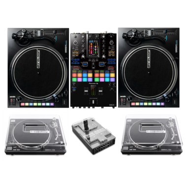 Pioneer DJ DJM-S11 Mixer + 2x Reloop RP-8000 MK2 Turntables and Decksaver Covers Bundle 