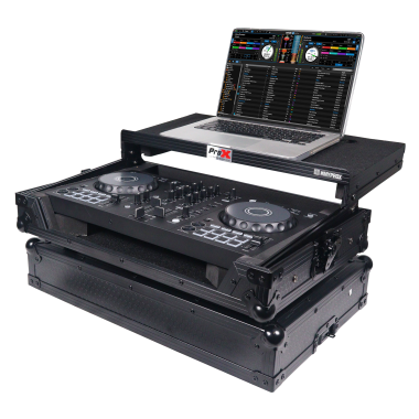 ProX X-DDJFLX4 LTBL - ATA Flight Road Case For Pioneer DDJ-FLX4 DDJ-SB3 DDJ-400 DJ Controller with Laptop Shelf - Black Finish