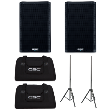 QSC K8.2 (Pair) + K8 Totes + Speaker Stands Bundle