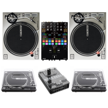 Pioneer DJ DJM-S7 Mixer + 2x Reloop RP-7000 MK2 Turntables (Silver) and Decksaver Covers Bundle 