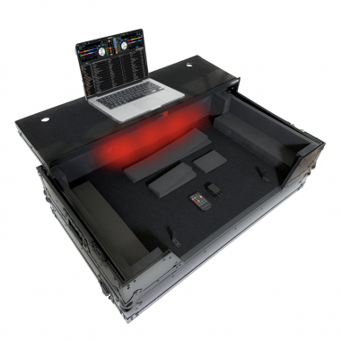 ProX XS-XDJAZWLTBLLED - ATA Flight Case For Pioneer XDJ-AZ DJ Controller with Laptop Shelf 1U Rack Space, Wheels, and LED - Black