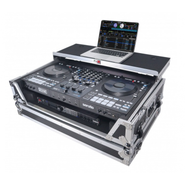 ProX XS-RANEFOURWLT - ATA Flight Style Road Case For RANE Four or RANE Performer DJ Controller with Laptop Shelf 1U Rack Space and Wheels