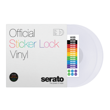Serato 12" Sticker Lock - Single-sided Serato Control Vinyl 12" in Clear, with Special Marker Stickers in Multiple Colors (Pair)