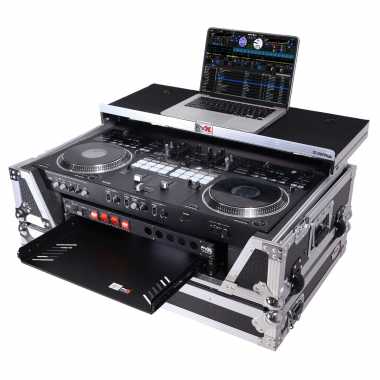 ProX XS-REV71K2UWLTLED - ATA Style Flight Case for Pioneer DDJ-REV7 & DDJ-1000 SRT DJ Controller with 2U Rack Space Laptop Shelf Wheels LED kit