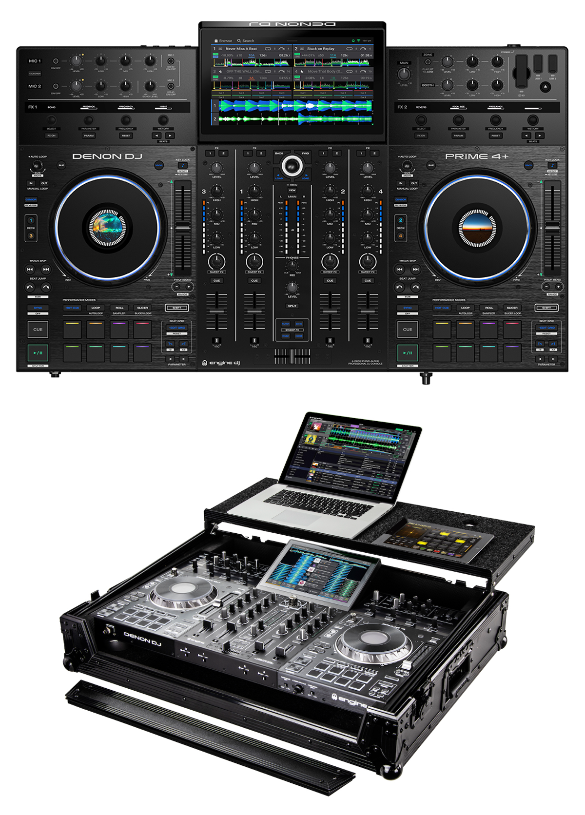 Denon DJ Prime 4 + Odyssey FZGSPRIME4BL Case Bundle @ The DJ Hookup
