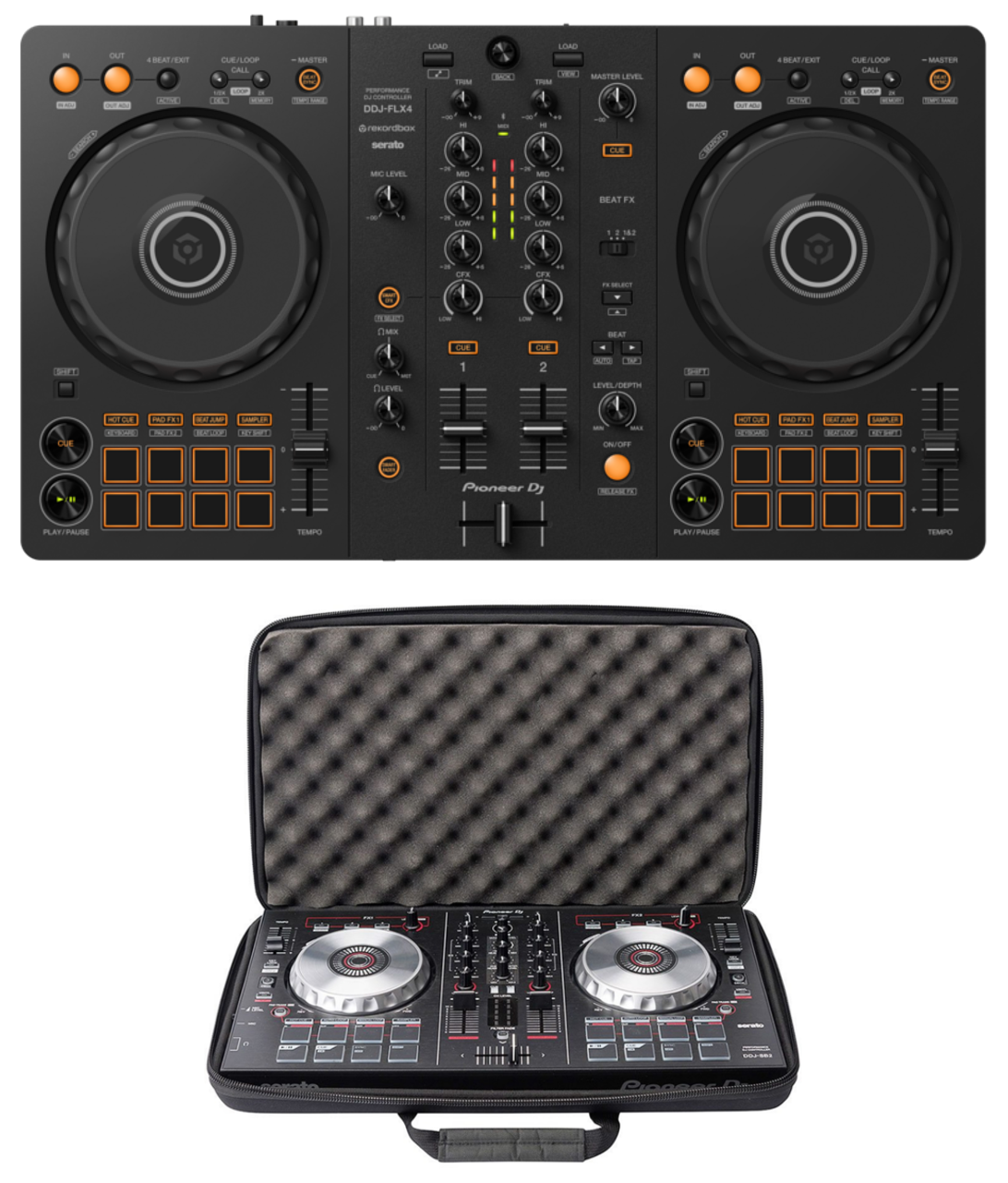 Pioneer DJ DDJ-FLX4 + Magma MGA47998 Case Bundle @ The DJ Hookup