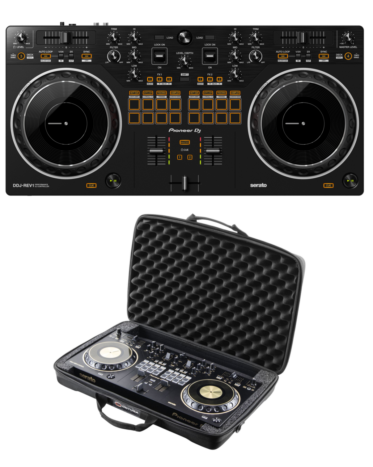 Pioneer DJ DDJ-REV1 + Odyssey BMSDDJREV1M Soft Case Bundle @ The