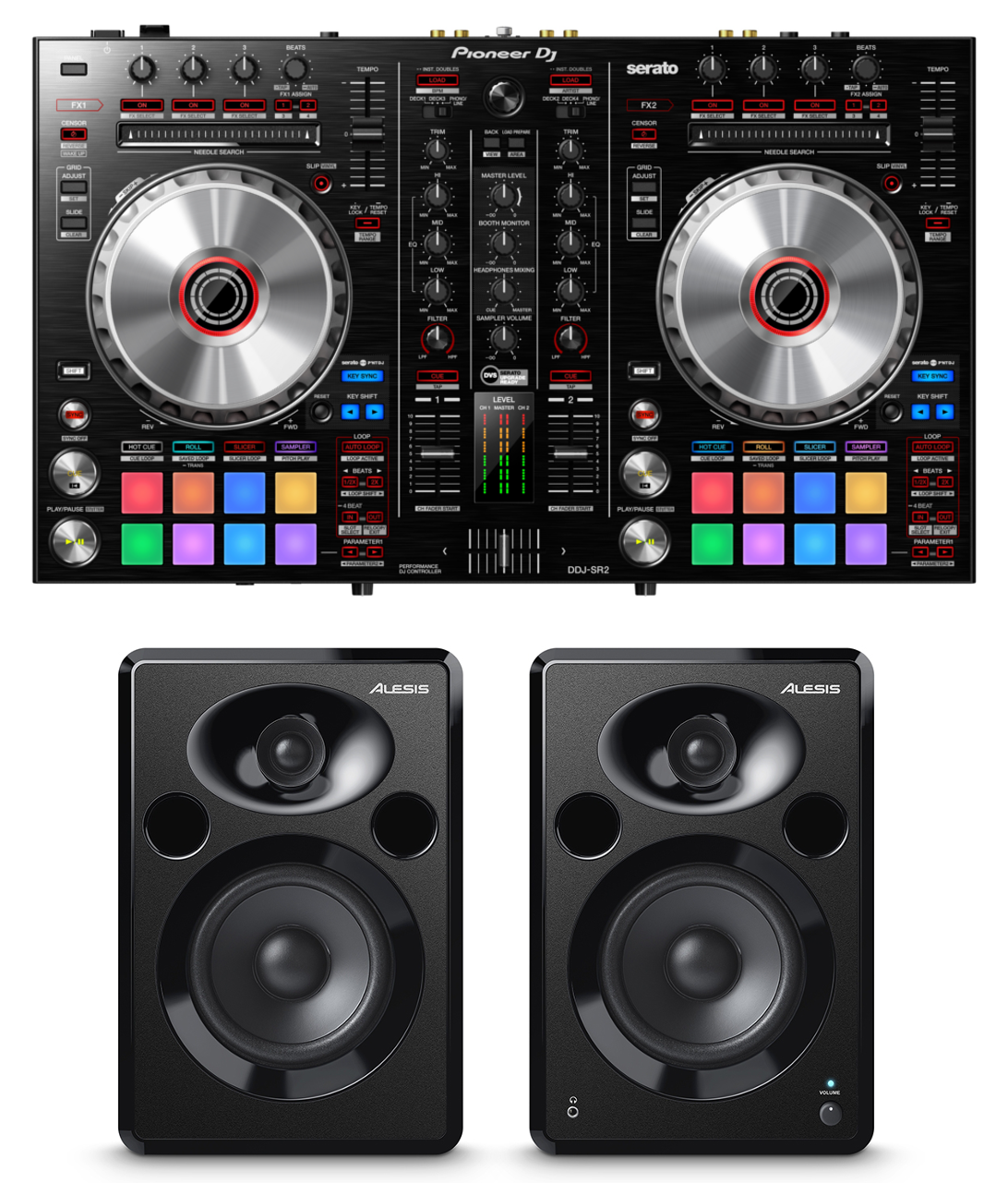 Pioneer DJ DDJ-SR2 + Alesis ELEVATE 5 MKII Speakers Bundle @ The