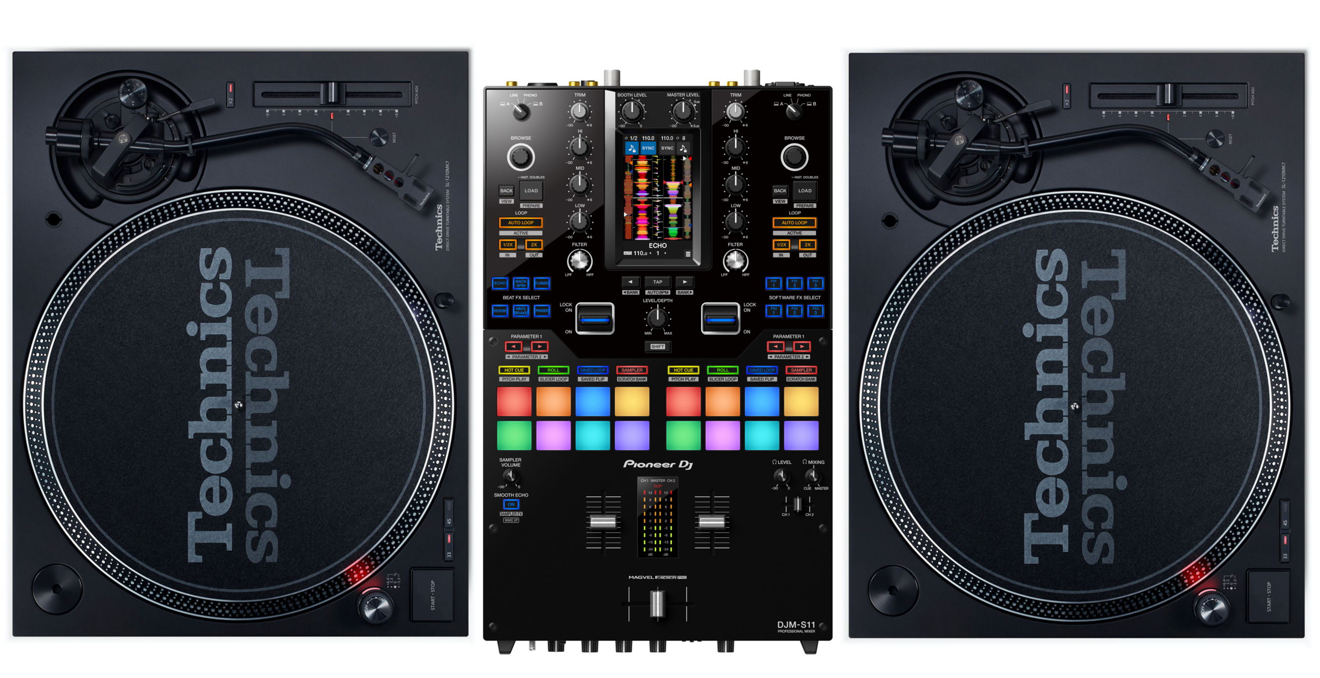 Pioneer DJM-S11 + 2x Technics SL-1200MK7 Turntables Bundle @ The DJ