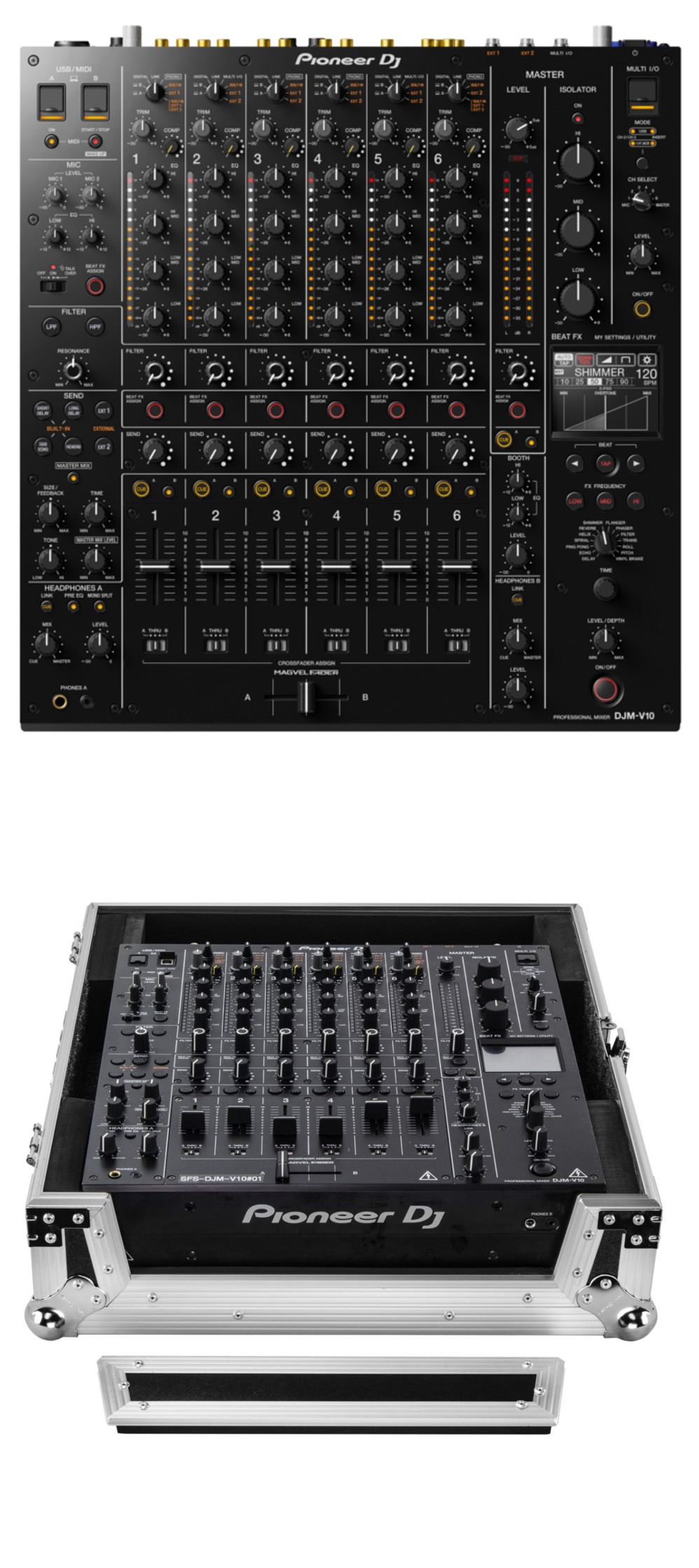 Pioneer DJ DJM-V10 + Odyssey FZDJMV10 Case Bundle @ The DJ Hookup