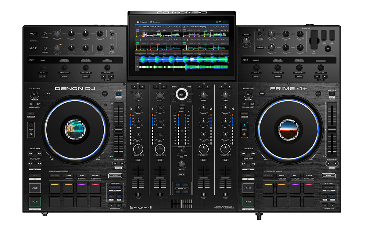 Denon DJ Prime 4+ - 4-Deck Standalone DJ Controller with Amazon